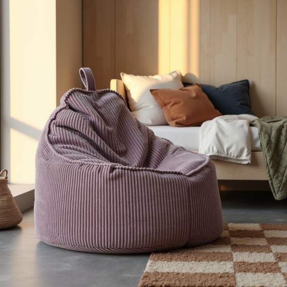 Pufa z Oparciem Fioletowy Sztruks ALTI - elegancja i wygoda | Domyou.pl