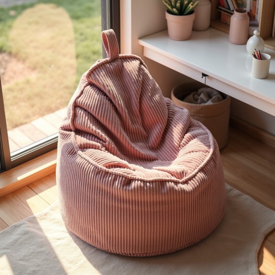 Pufa Worek Z Oparciem Koralowy Róż Sztruks ALTI