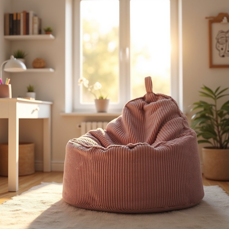 Pufa Worek Z Oparciem Koralowy Róż Sztruks ALTI