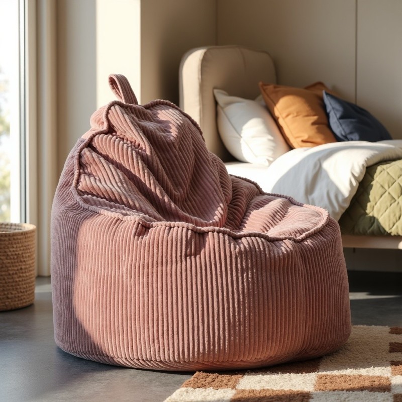 Pufa Worek Z Oparciem Koralowy Róż Sztruks ALTI