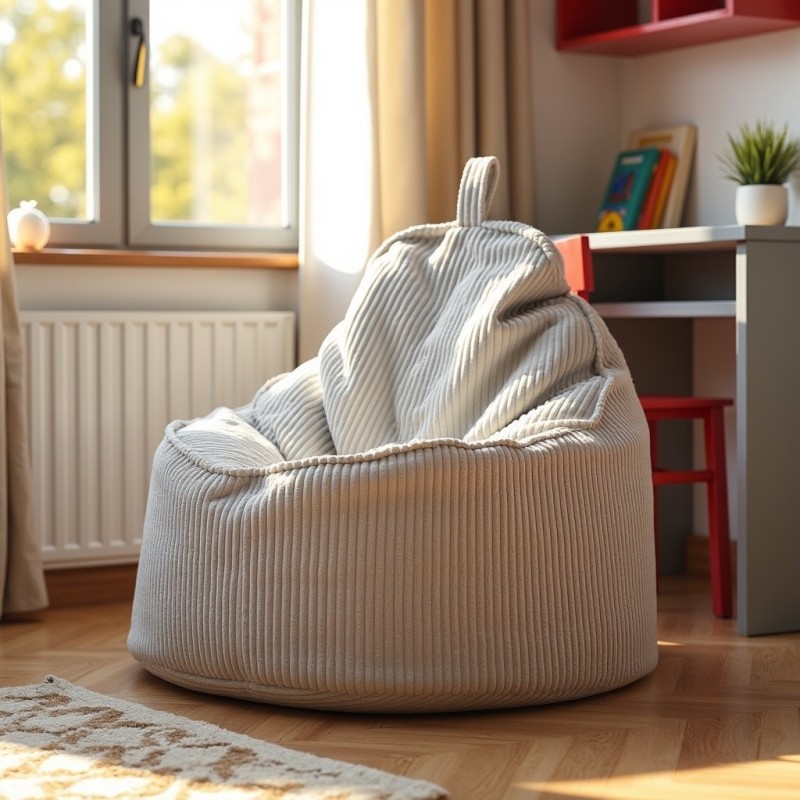 Pufa Worek z Oparciem Szary Sztruks ALTI - wygodna i elegancka | Domyou.pl