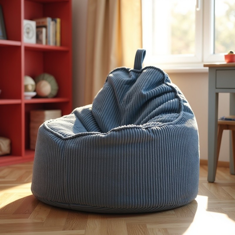 Pufa Worek z Oparciem Niebieski Sztruks ALTI  | Domyou.pl