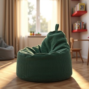 Pufa Worek Z Oparciem Butelkowa Zieleń Sztruks ALTI | Domyou.pl