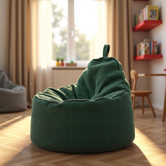 Pufa Worek Z Oparciem Butelkowa Zieleń Sztruks ALTI | Domyou.pl