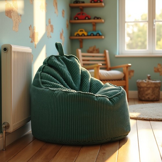 Pufa Worek Z Oparciem Butelkowa Zieleń Sztruks ALTI | Domyou.pl