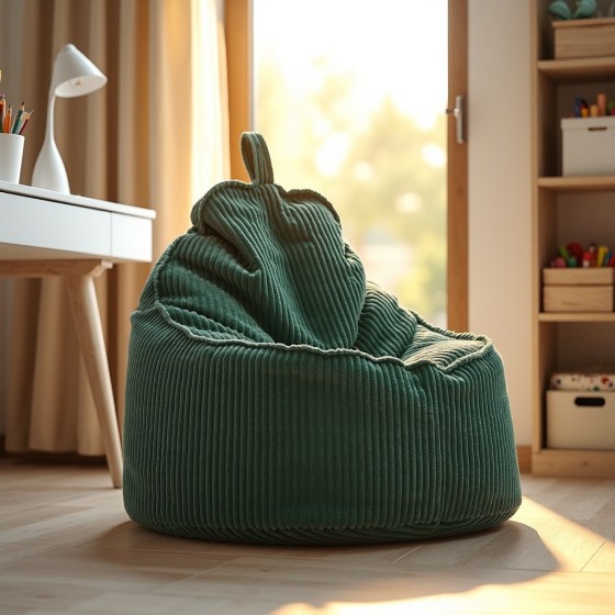 Pufa Worek Z Oparciem Butelkowa Zieleń Sztruks ALTI | Domyou.pl