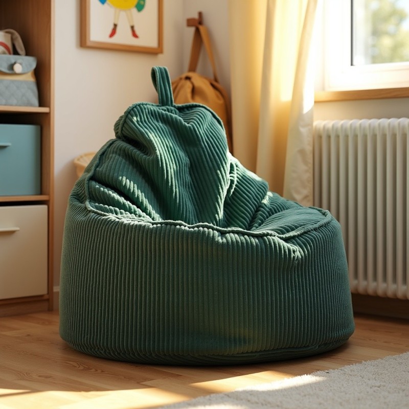 Pufa Worek Z Oparciem Butelkowa Zieleń Sztruks ALTI | Domyou.pl