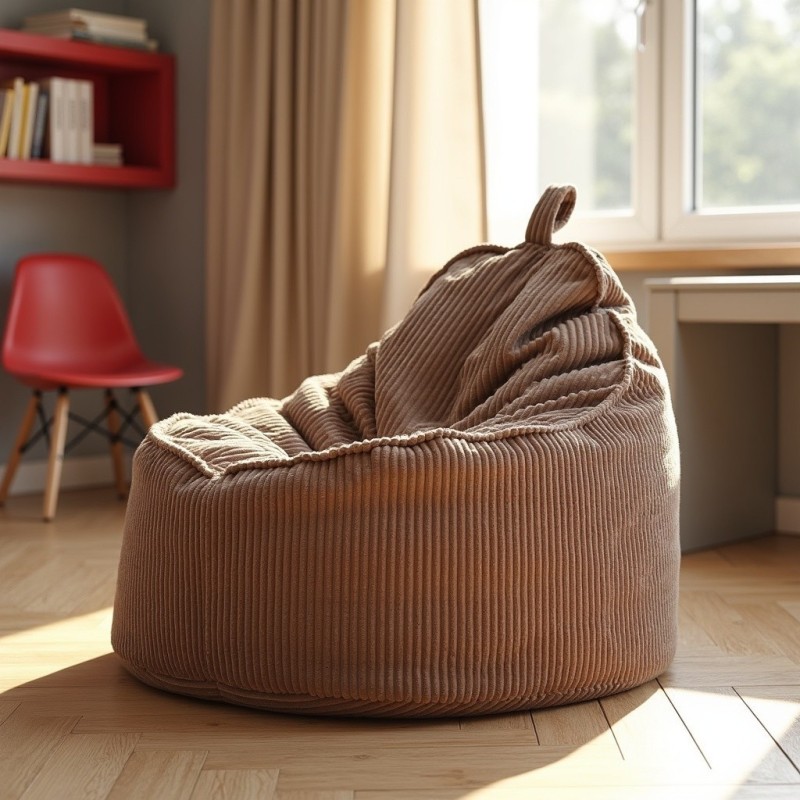 Pufa Worek Z Oparciem Jasny Brąz Sztruks ALTI