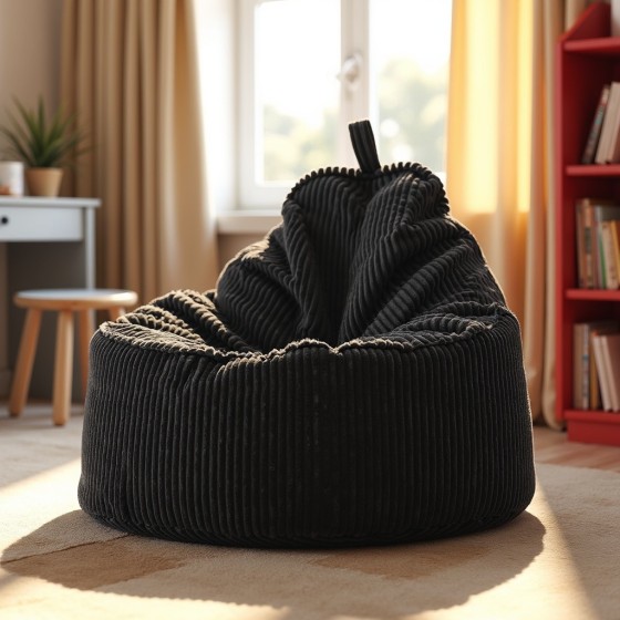 Pufa Worek Z Oparciem Czarny Sztruks ALTI