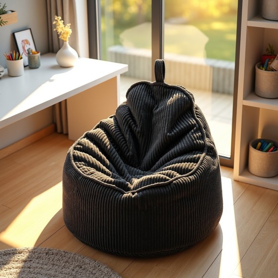 Pufa Worek Z Oparciem Czarny Sztruks ALTI