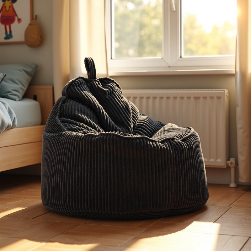 Pufa Worek Z Oparciem Czarny Sztruks ALTI