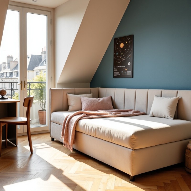 Tapczan Jednoosobowy FENIKS 120x200 Welur Jasny Beż z Pojemnikiem Bokiem i Oparciem