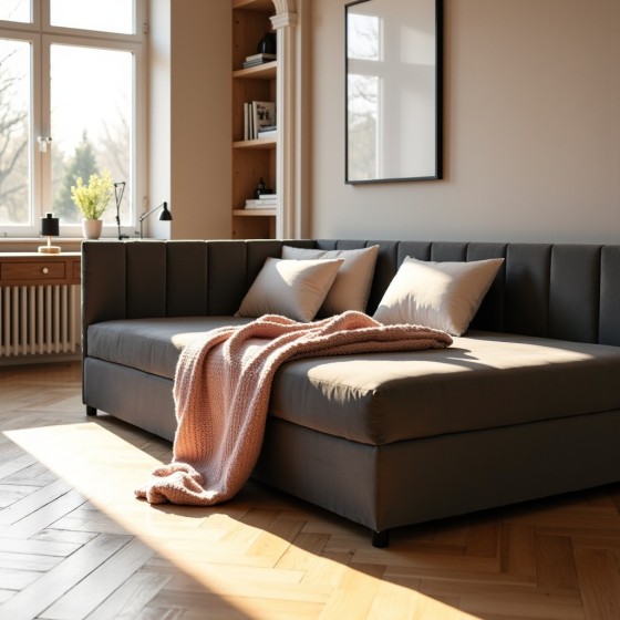 Tapczan Jednoosobowy FENIKS 90x200 Ciemnoszary Welur z Pojemnikiem Bokiem i Oparciem