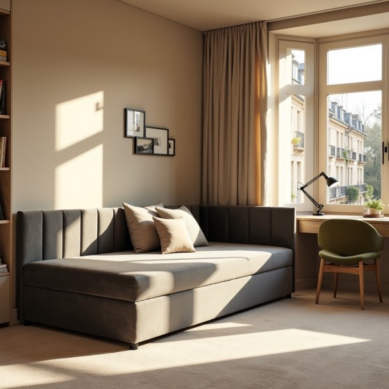 Tapczan Jednoosobowy FENIKS 100x200 Ciemnoszary Welur z Pojemnikiem Bokiem i Oparciem