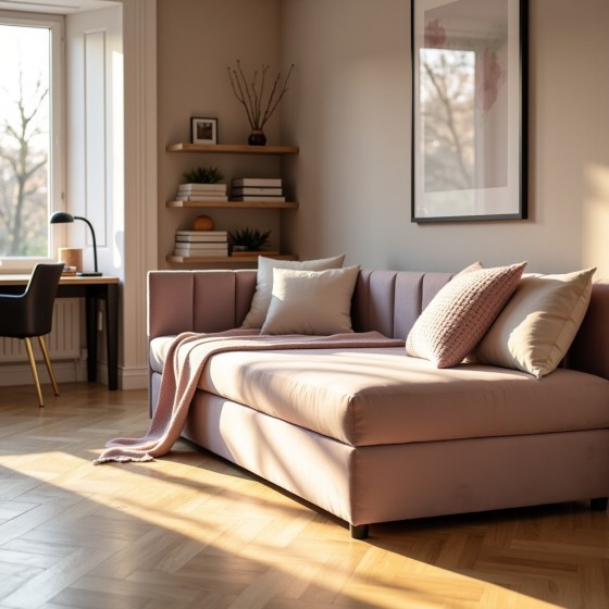 Tapczan Jednoosobowy Dla Dziecka FENIKS 80x200 Różowy Welur z Pojemnikiem Bokiem i Oparciem