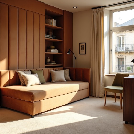 Tapczan Jednoosobowy FENIKS 90x200 Ceglasty Welur z Pojemnikiem Bokiem i Oparciem