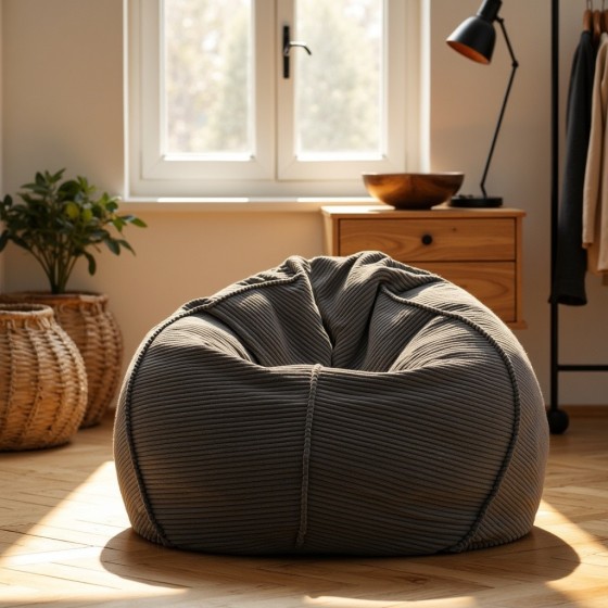 Pufa Worek Grafitowy Sztruks SACO Nobo