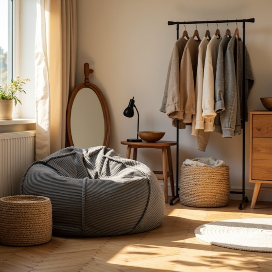 Pufa Worek Grafitowy Sztruks SACO Nobo