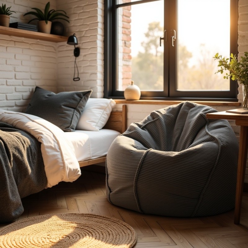 Pufa Worek Grafitowy Sztruks SACO Nobo