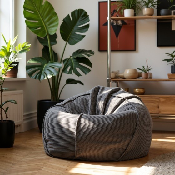 Pufa Worek Grafitowy Sztruks SACO Nobo