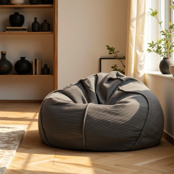 Pufa Worek Grafitowy Sztruks SACO Nobo