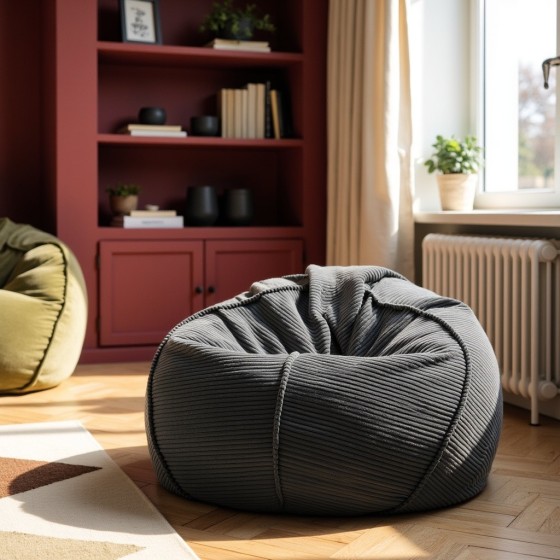 Pufa Worek Grafitowy Sztruks SACO Nobo