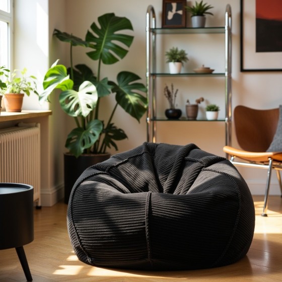 Pufa Worek Czarny Sztruks Boho SACO Nobo