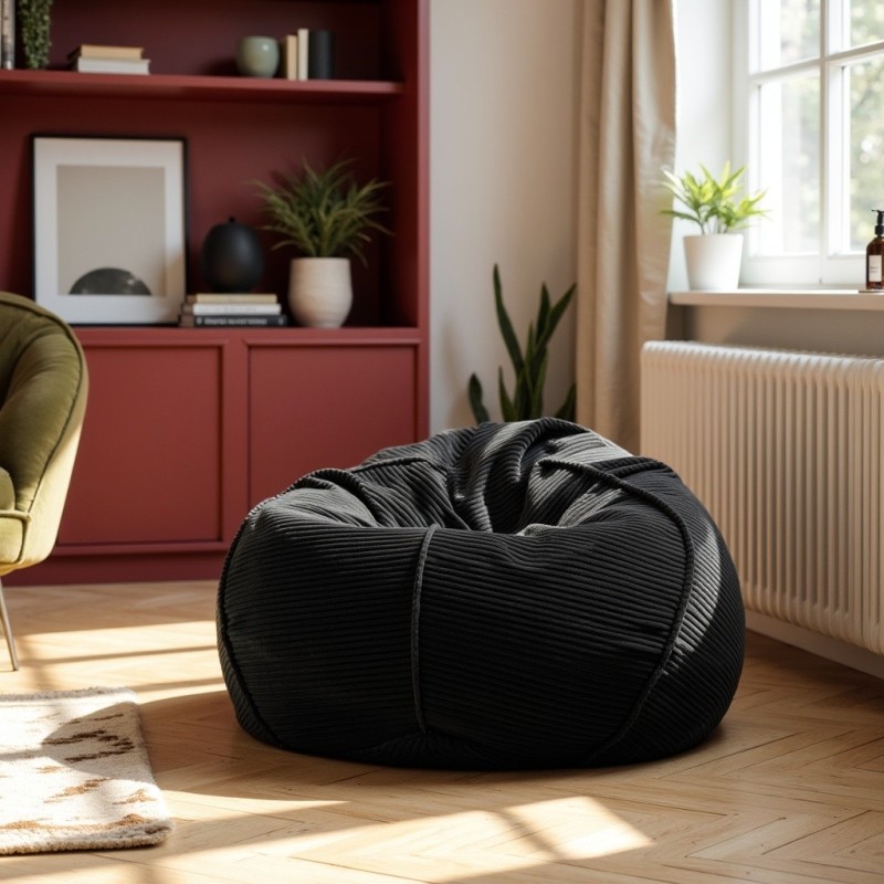 Pufa Worek Czarny Sztruks Boho SACO Nobo