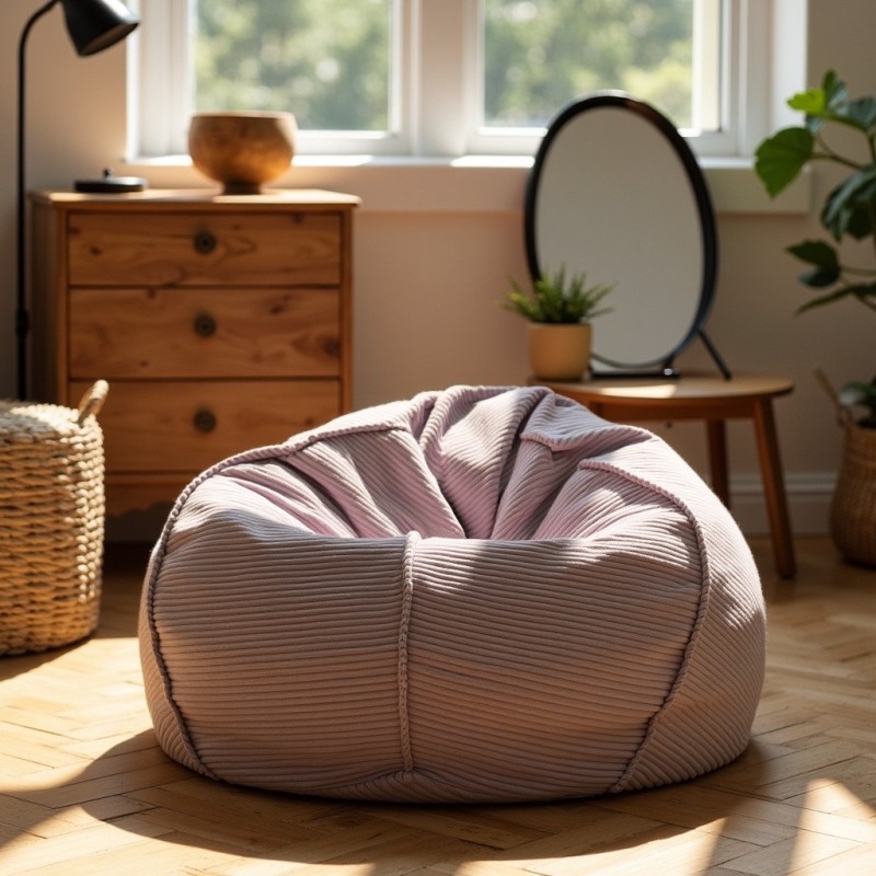 Pufa Worek Blady Róż Sztruks Boho SACO Nobo