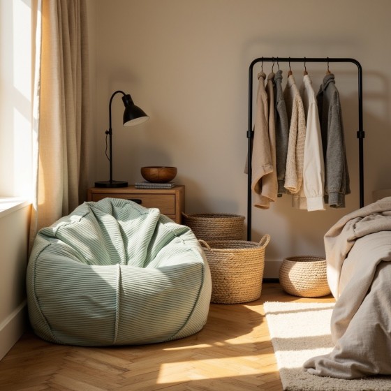 Pufa Worek Miętowa Sztruks Boho SACO Nobo