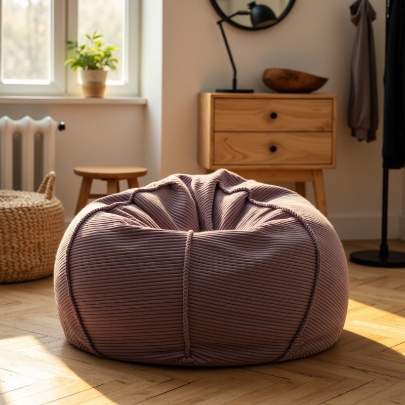 Pufa Worek Fioletowy Sztruks Boho SACO Nobo