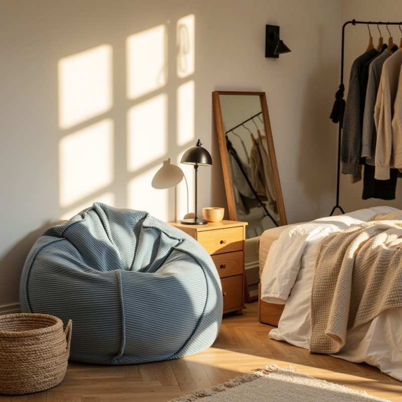 Pufa Worek Niebieska Sztruks Boho SACO Nobo