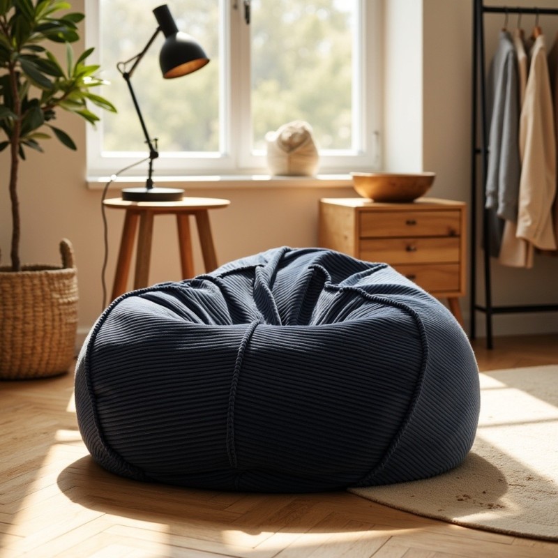 Pufa Worek Granatowa Sztruks Boho SACO Nobo