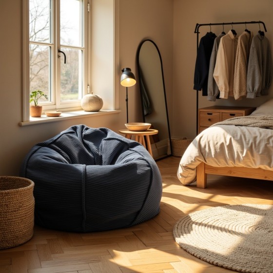 Pufa Worek Granatowa Sztruks Boho SACO Nobo