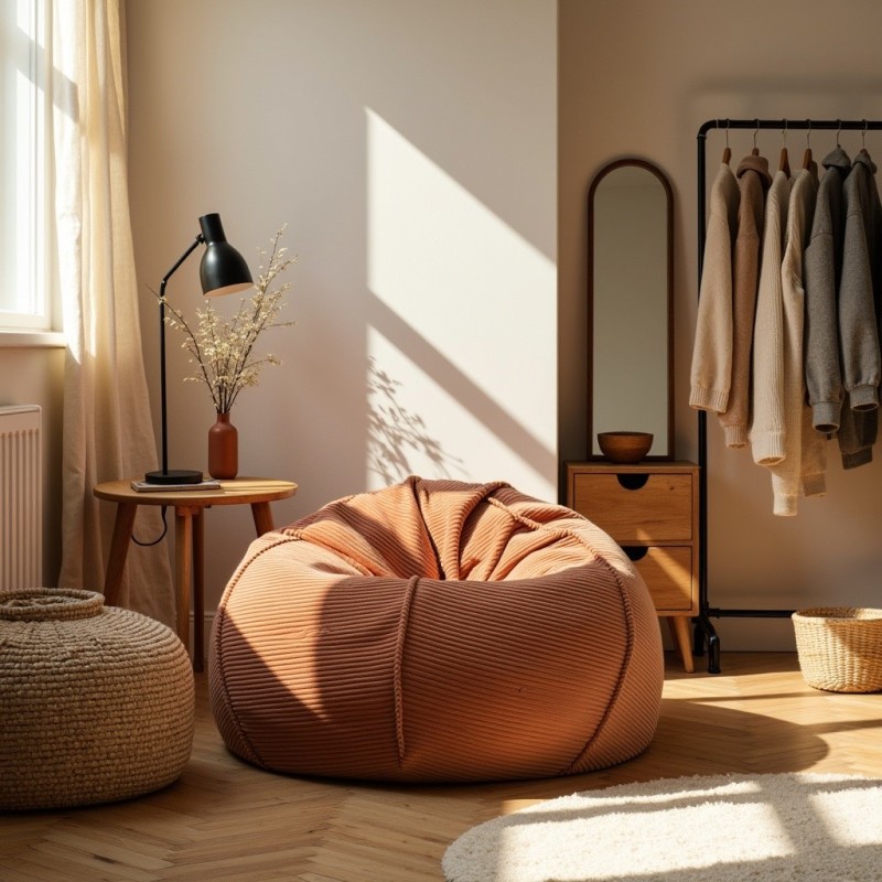 Pufa Worek Ceglasty Sztruks SACO Nobo