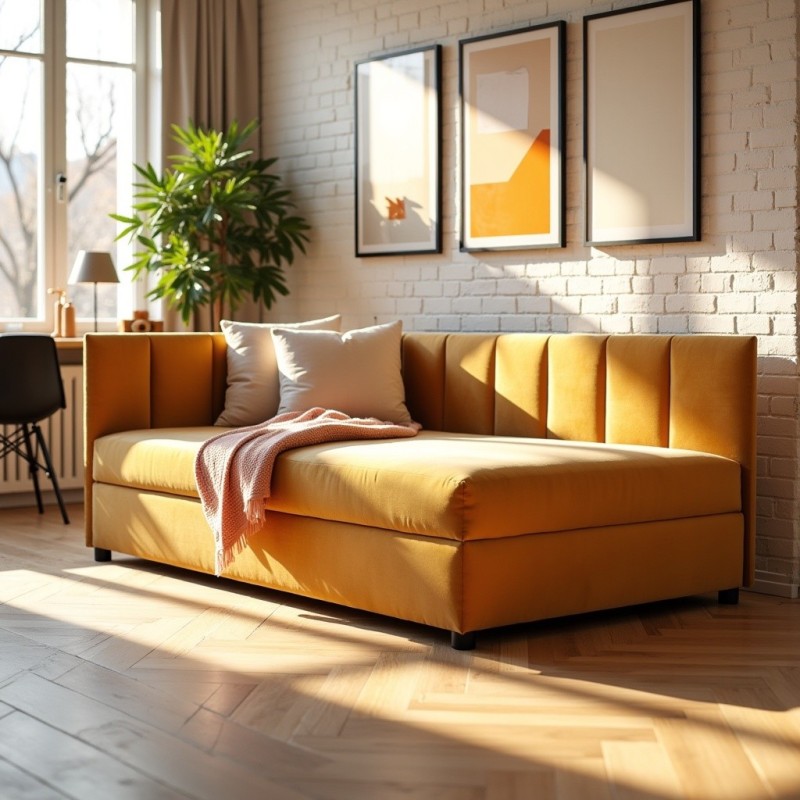 Tapczan Jednoosobowy FENIKS 120x200 z Pojemnikiem Bokiem i Oparciem - konfigurator