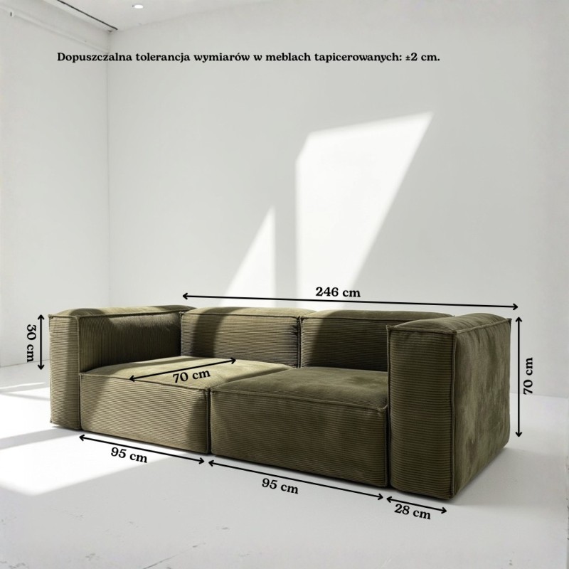 Sofa 3-osobowa dzielona MODU Sztruksowa - konfigurator