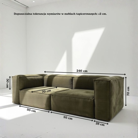 Sofa 3-osobowa dzielona MODU Sztruksowa - konfigurator