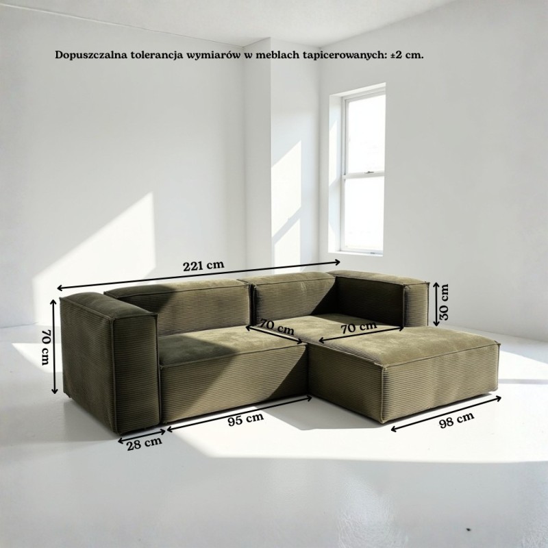 Narożnik modułowy 3 osobowy prawy MODU sztruks - konfigurator