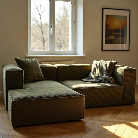 Narożnik modułowy 3 osobowy lewy MODU sztruks - konfigurator