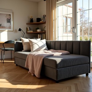 Tapczan Młodzieżowy Jednoosobowy Dla Dziecka FENIKS 80x180 z Pojemnikiem Bokiem i Oparciem Sztruks - konfigurator