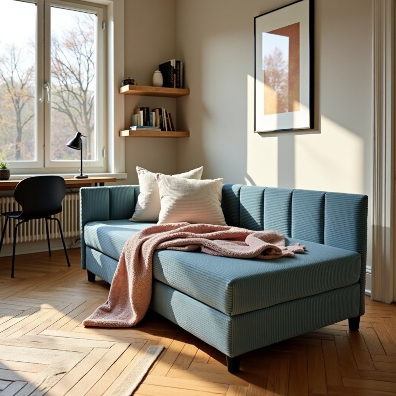 Tapczan Młodzieżowy Jednoosobowy Dla Dziecka FENIKS 80x180 z Pojemnikiem Bokiem i Oparciem Sztruks - konfigurator