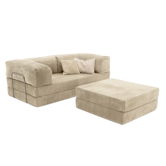 Narożnik 3-osobowy Beżowy NESTI MINI Sztruks