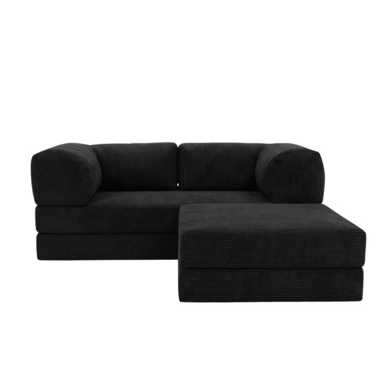 Narożnik 3-osobowy Czarny NESTI MINI Sztruks