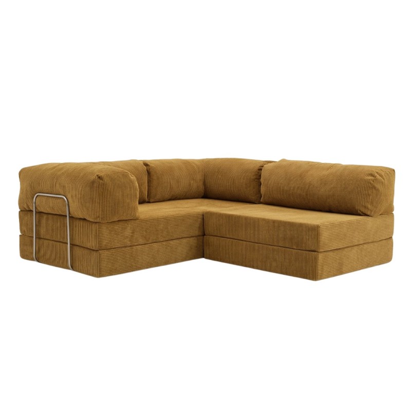 Narożnik 3-osobowy Musztardowy NESTI MINI Sztruks