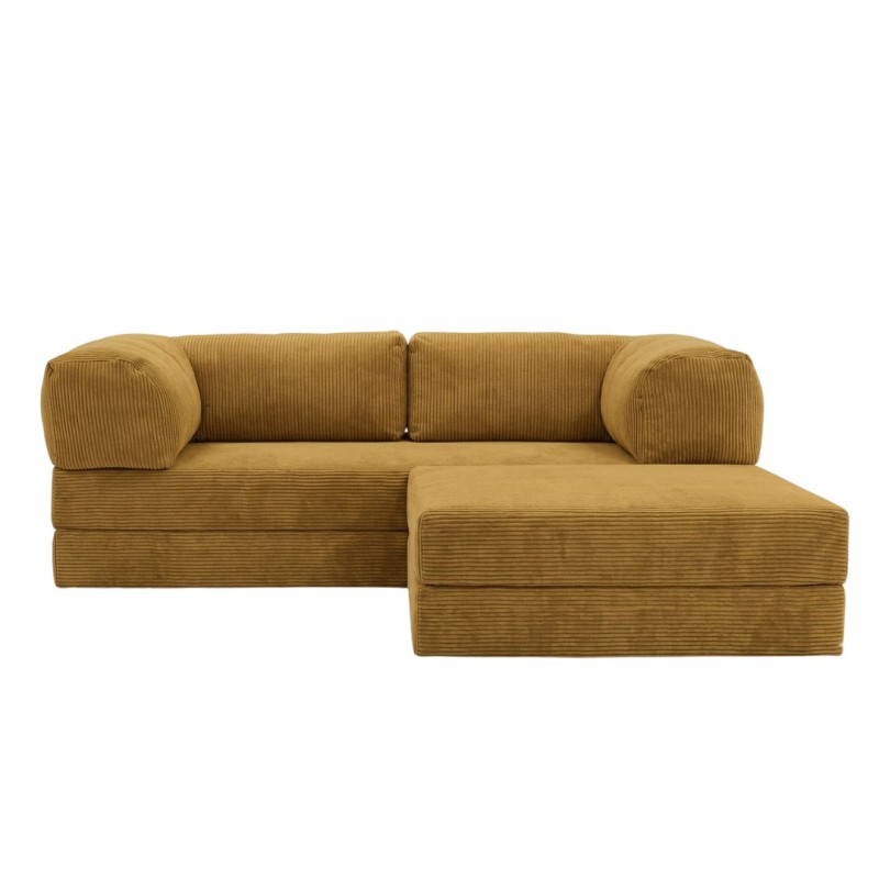 Narożnik 3-osobowy Musztardowy NESTI MINI Sztruks