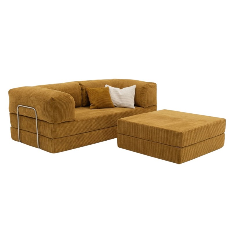 Narożnik 3-osobowy Musztardowy NESTI MINI Sztruks