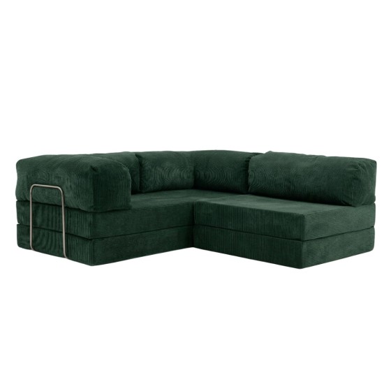 Narożnik 3-osobowy Butelkowa zieleń NESTI MINI Sztruks