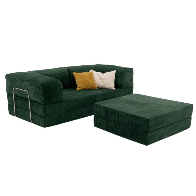 Narożnik 3-osobowy Butelkowa zieleń NESTI MINI Sztruks