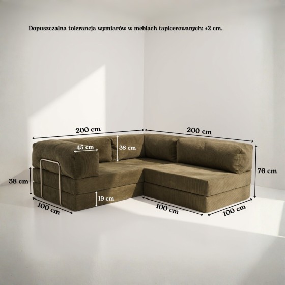 Narożnik 3-osobowy Granatowy NESTI MINI Sztruks